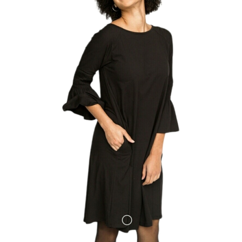 Agnes and Dora Women's Size Medium Dress Black Baby Suede Ruffle Knee Length